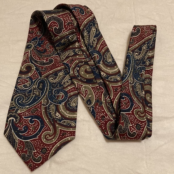 EUC Oscar de La Renta Tie Men’s VINTAGE Couture Neckwear Paisley Print Silk Tie - Picture 1 of 8